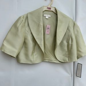 ANN TAYLOR Petites 100% Silk Open Front Shrug Cropped Light Green Size 6P